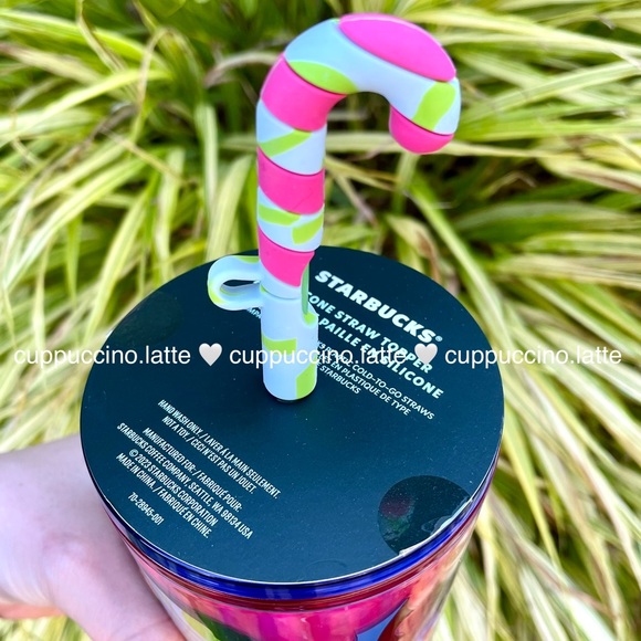 🎄LAST ONE❤️Starbucks Target 2023 Pink Candy Cane ‘Foliage’ Straw Topper Tumbler - Picture 5 of 7